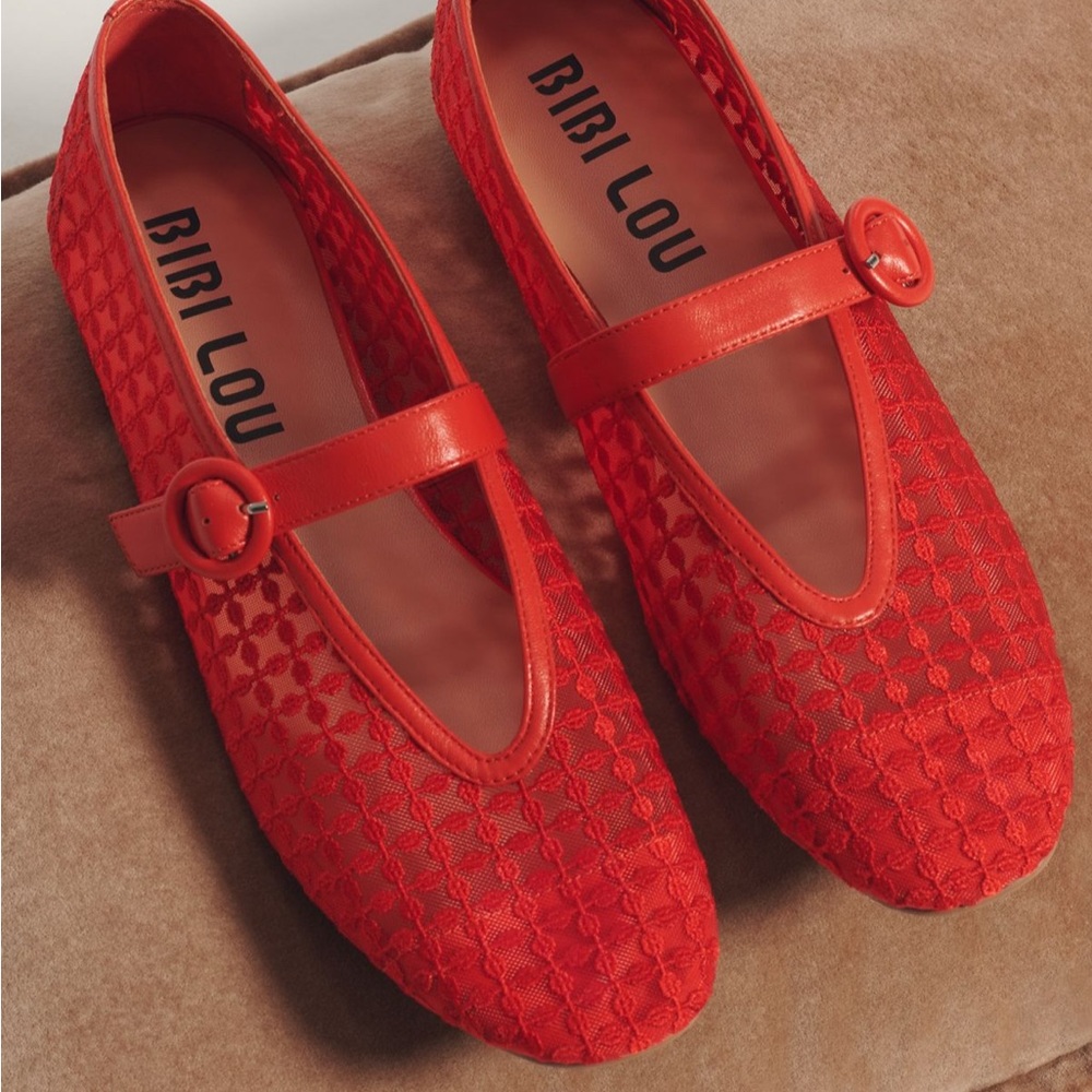 Bibi Lou Floral Mesh Mary Jane Flats